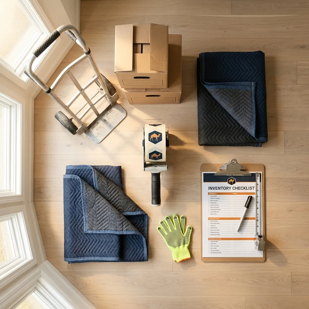 Professional moving supplies and packing materials layout for Hancock residential relocations