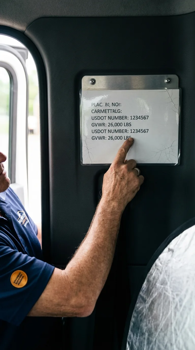 USDOT licensing placard verification in Hancock